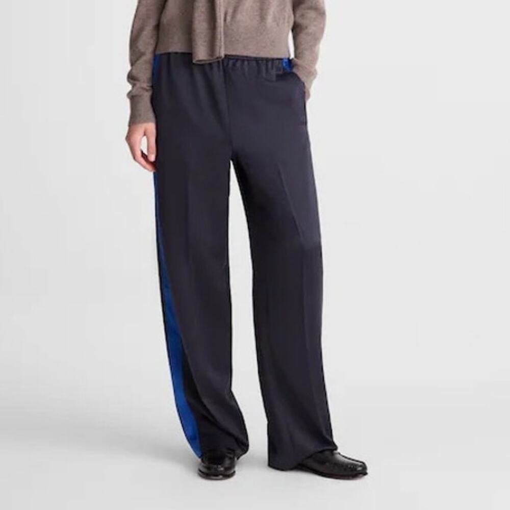 Madewell The Easy Pull-On Track Pant Satin Classic Navy Size Small Tall NWT